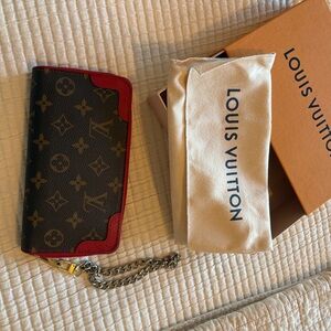 Louis Vuitton Monogram Wallet in Red and Brown zippy
